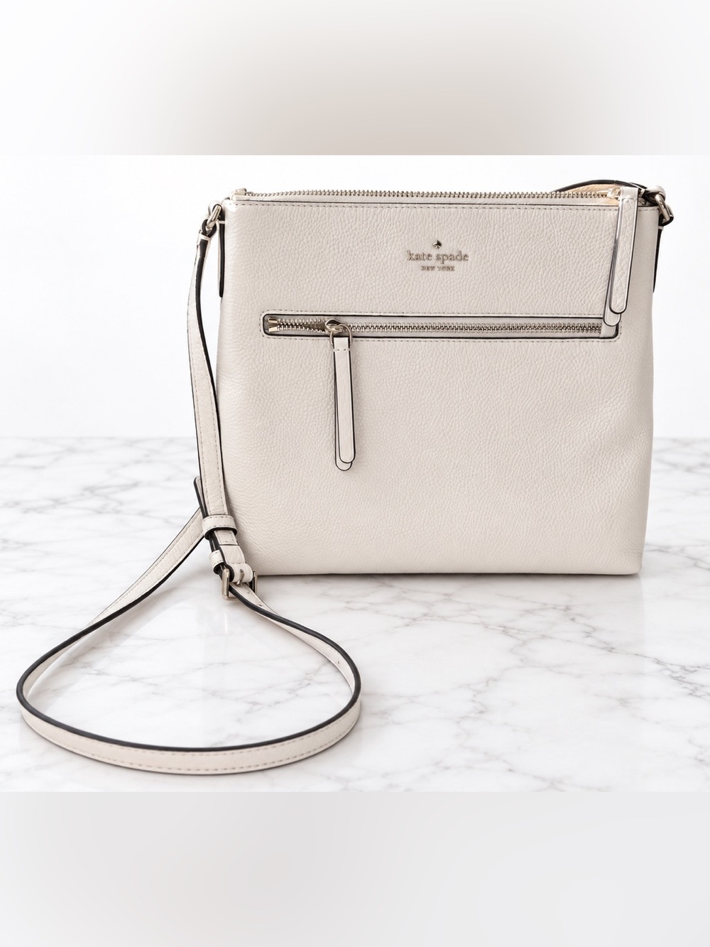 Kate Spade White Pebbled Leather Crossbody Bag – NWOT